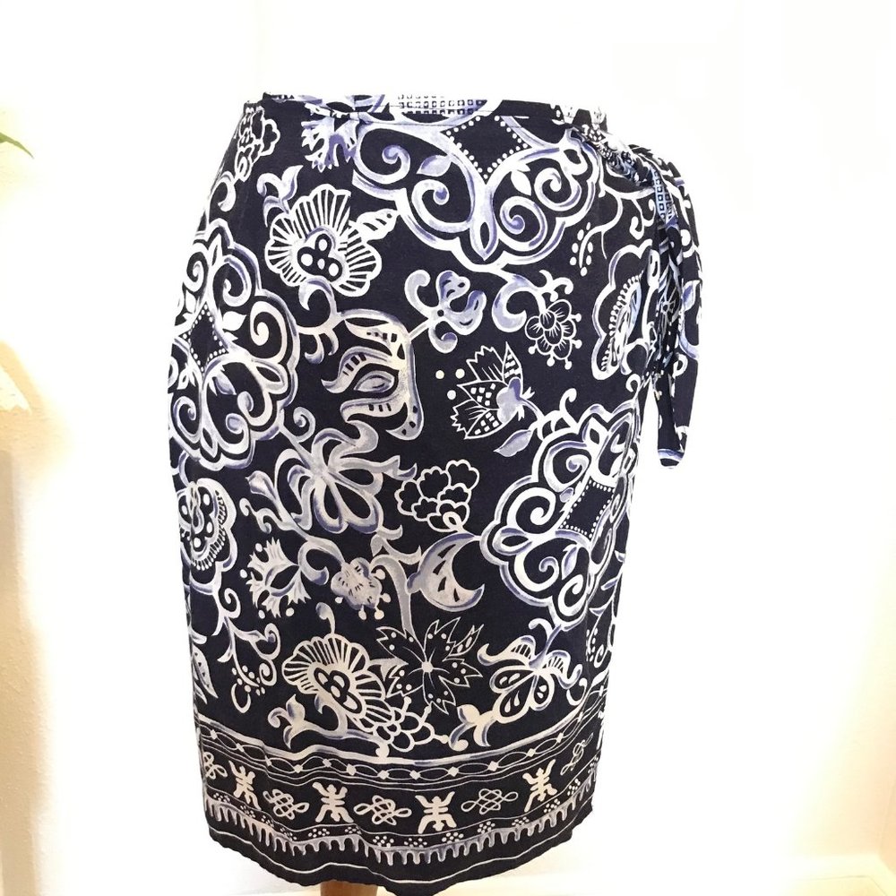 Ann Taylor Floral Leafy Paisley Wrap Skirt